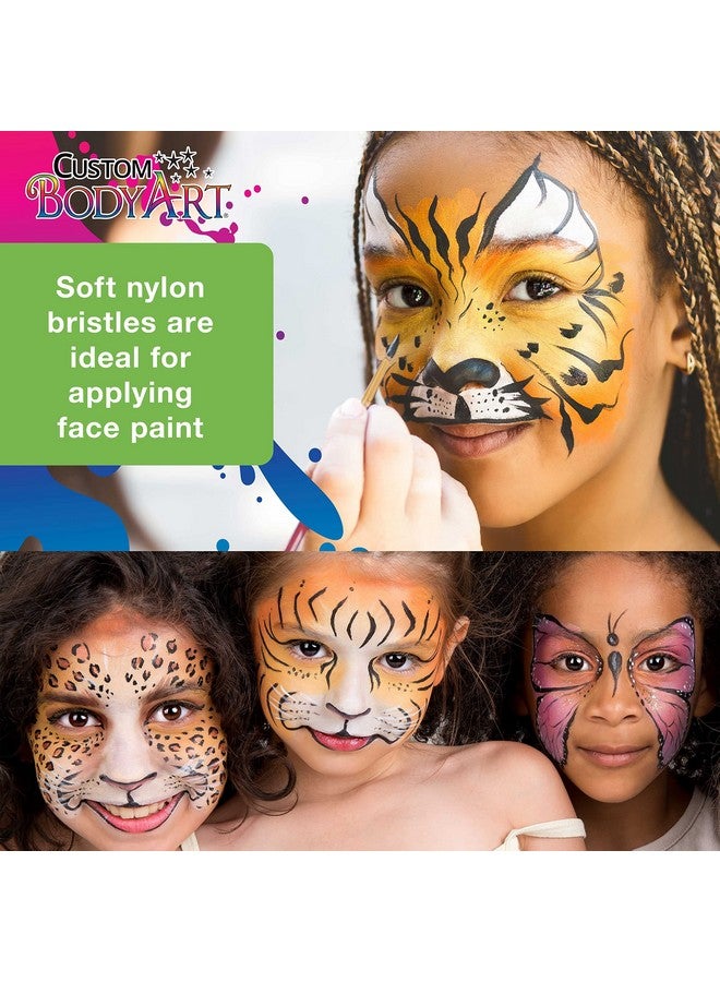 Custom Body Art 6 Piece Nylon Hair Face Painting Brush Set - 4 Round Size 2-4-6-10, 2 Flat Size 8-12 Alos Great For Watercolor And Acrylic Paints  - Image 3