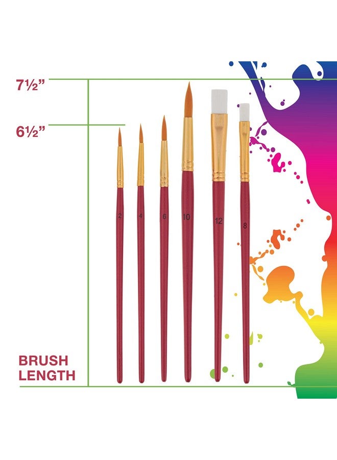 Custom Body Art 6 Piece Nylon Hair Face Painting Brush Set - 4 Round Size 2-4-6-10, 2 Flat Size 8-12 Alos Great For Watercolor And Acrylic Paints  - Image 4