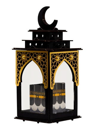 Wood lanterns, laser cutting and heavy materials, Kaaba lantern with light and golden Ramadan songs. Size: 21x 12 cm. - pzsku/Z91B9F92D2D292A8123BFZ/45/_/1736689490/d3fb6792-abe2-401d-9f29-542384706006