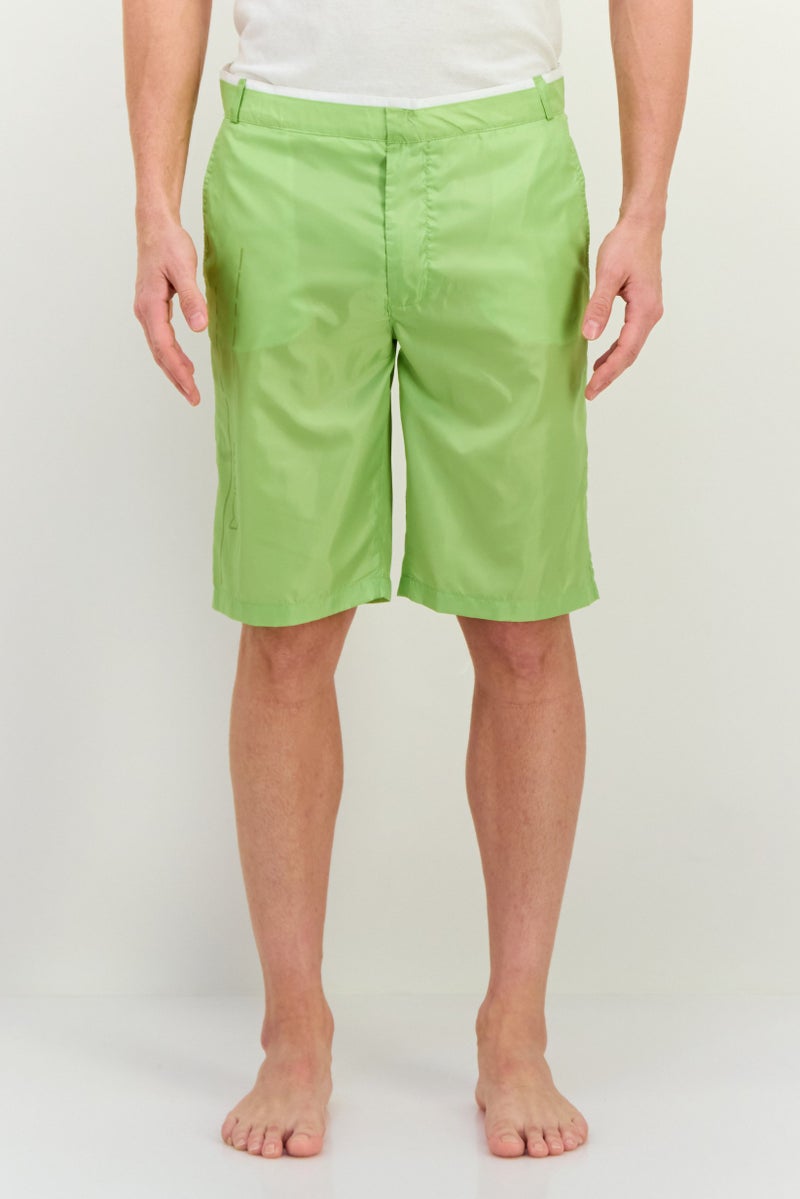 GAS Men Brand Logo Board Shorts, Lawn Green - Image 1