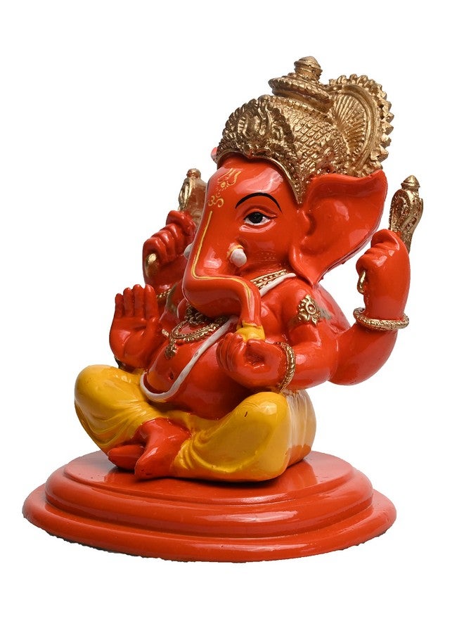 KariGhar Resin Sindur Ganesha Ganpati Bappa Idol Perfect for Housewarming, Gifting and Decoration, Orange Color, 11 x 13 x 15 Cm - Image 5
