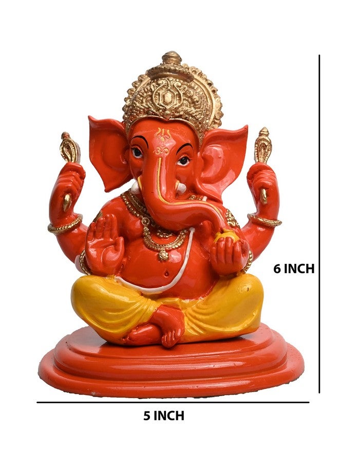 KariGhar Resin Sindur Ganesha Ganpati Bappa Idol Perfect for Housewarming, Gifting and Decoration, Orange Color, 11 x 13 x 15 Cm - Image 3
