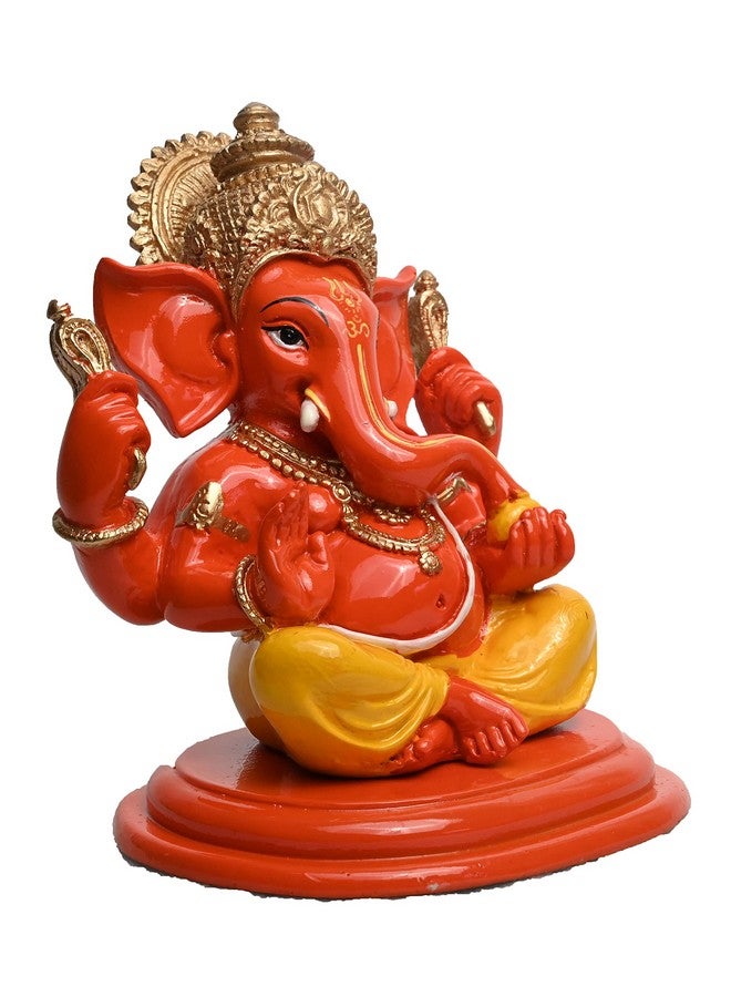 KariGhar Resin Sindur Ganesha Ganpati Bappa Idol Perfect for Housewarming, Gifting and Decoration, Orange Color, 11 x 13 x 15 Cm - Image 4