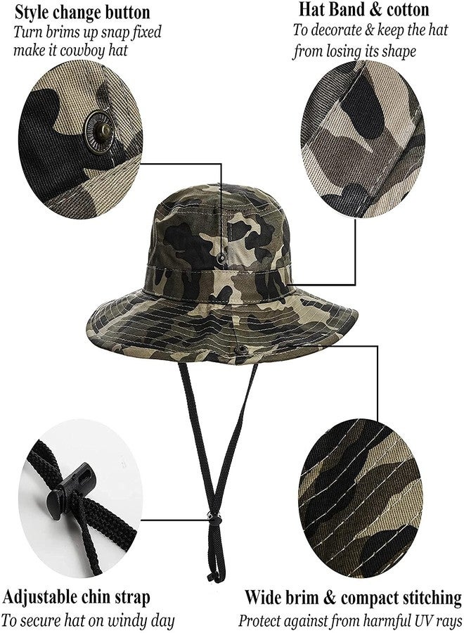 UTOWO Boys Camo Sun-Bucket-Hat Summer Outdoor Safari Fishing-Hat Boonie-Cap for Toddler Kids - Image 5