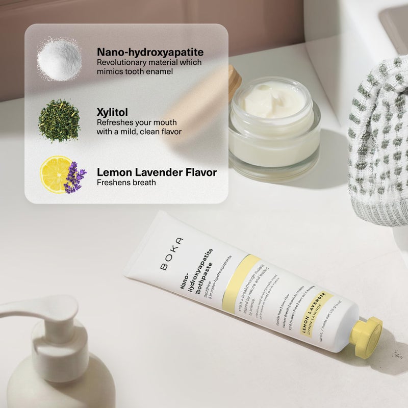 Boka Fluoride Free Toothpaste, Nano Hydroxyapatite Toothpaste, Appropriate for Sensitive Teeth - for Adult Oral Care - Lemon Lavender Flavor, 1.3 Fl Oz 2Pk US Manufactured - Image 5