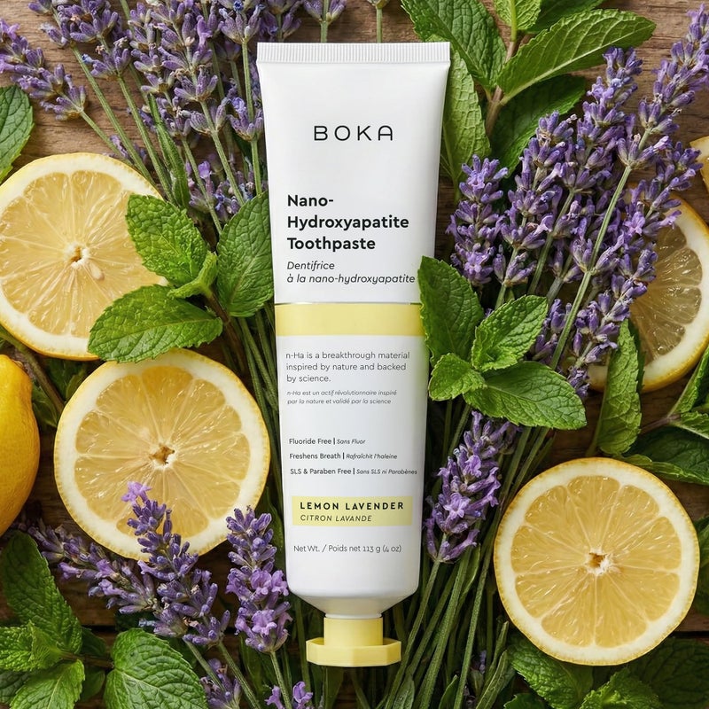 Boka Fluoride Free Toothpaste, Nano Hydroxyapatite Toothpaste, Appropriate for Sensitive Teeth - for Adult Oral Care - Lemon Lavender Flavor, 1.3 Fl Oz 2Pk US Manufactured - Image 2
