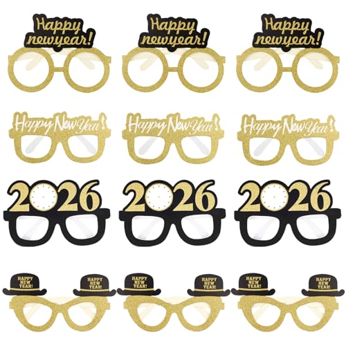 obmwang 24 Pieces Happy New Year Eyeglasses Fancy Party Glasses for 2026 New Years Eve Party Favors - Image 1