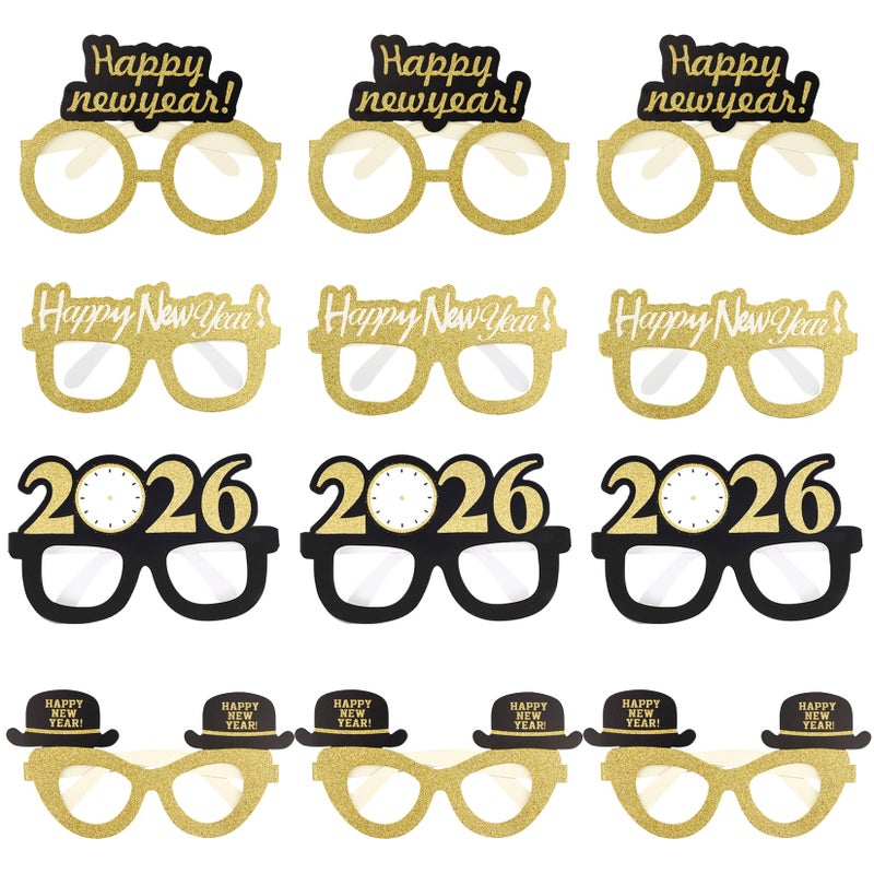 obmwang 24 Pieces Happy New Year Eyeglasses Fancy Party Glasses for 2026 New Years Eve Party Favors - Image 2
