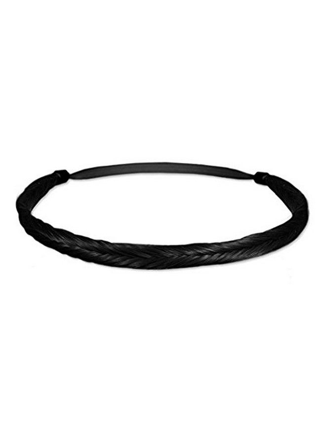Mia Fish Tail Braidie Braided Synthetic Hair Headband Headwrap Hair Accessory For Women Teens Girls Black - Image 1