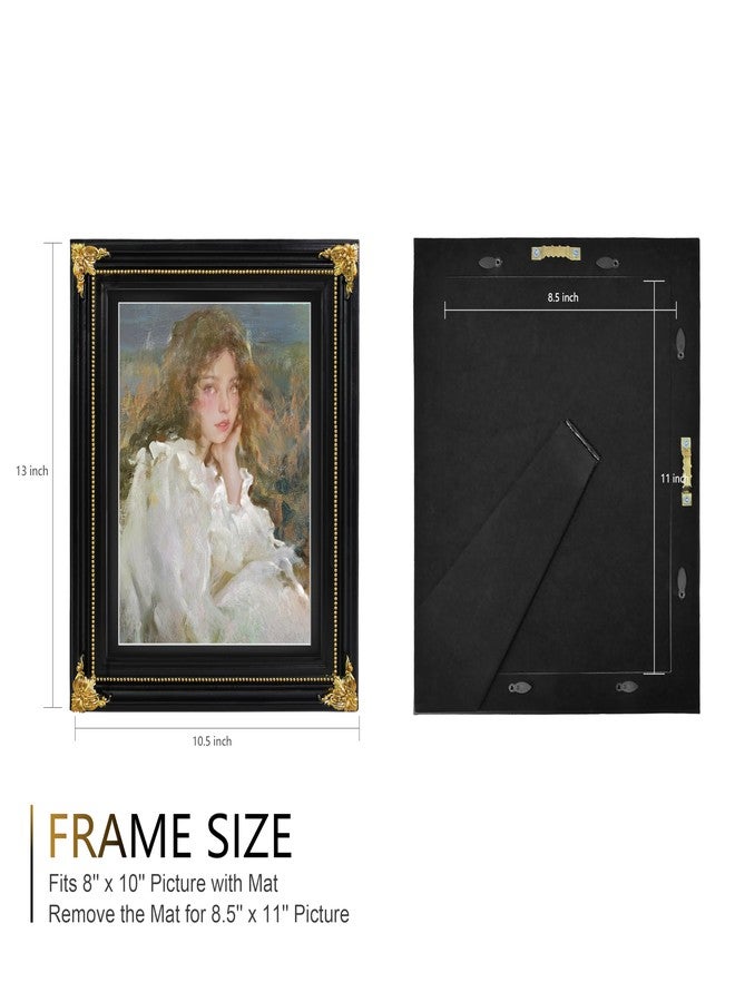 iAmoy 8.5x11 Picture Frame Matted to 8x10 Photo, Black Gothic Frame for 8.5 by 11 Certificates Documents Awards, Vintage Style Gallery Wall Desk Décor - Image 5