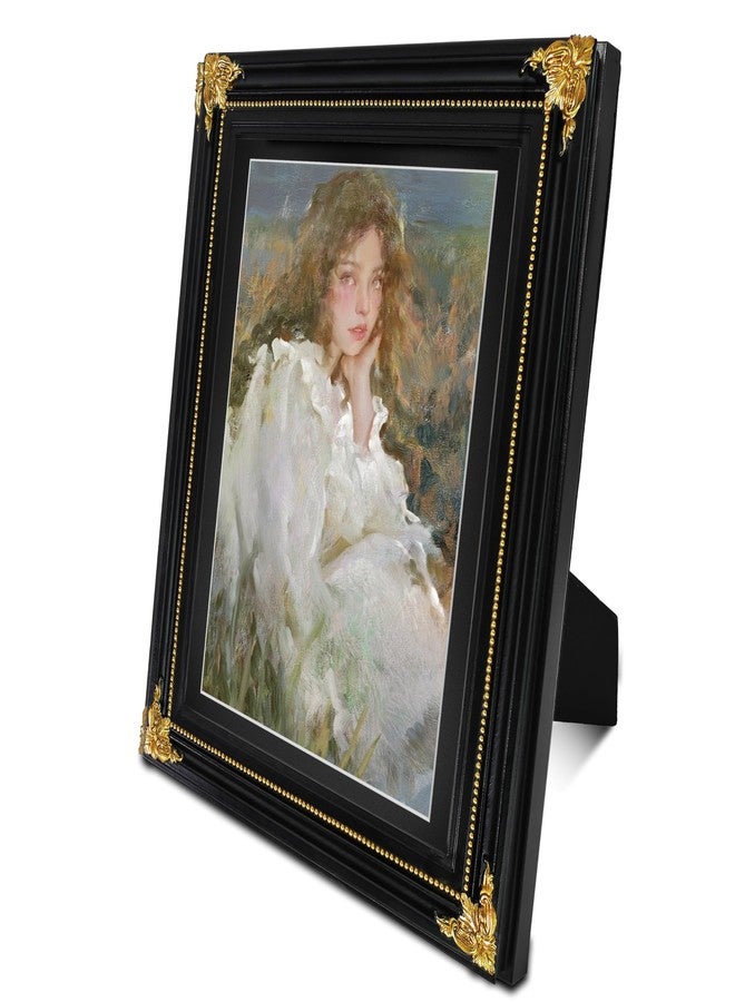 iAmoy 8.5x11 Picture Frame Matted to 8x10 Photo, Black Gothic Frame for 8.5 by 11 Certificates Documents Awards, Vintage Style Gallery Wall Desk Décor - Image 2