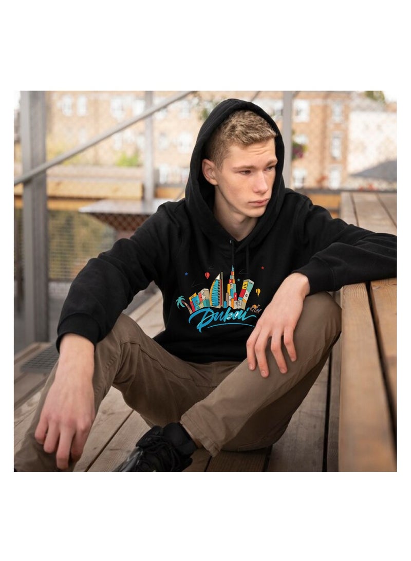 Dubai Skyline Hoodie - Soft Cotton Pullover - Casual Fashion Hoodie for Men and Women - Long Sleeve with Drawstring and Pockets - Perfect for Travel - Image 5