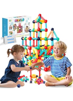 GRAFLO GRAFLO Magnetic Building Blocks Magnetic Sticks and Balls Game Set Construction Set 100 Pcs Early Educational STEM Learning Montessori Preschool Toys Magnet Construction Set for Kids 3+ years  - Image 1