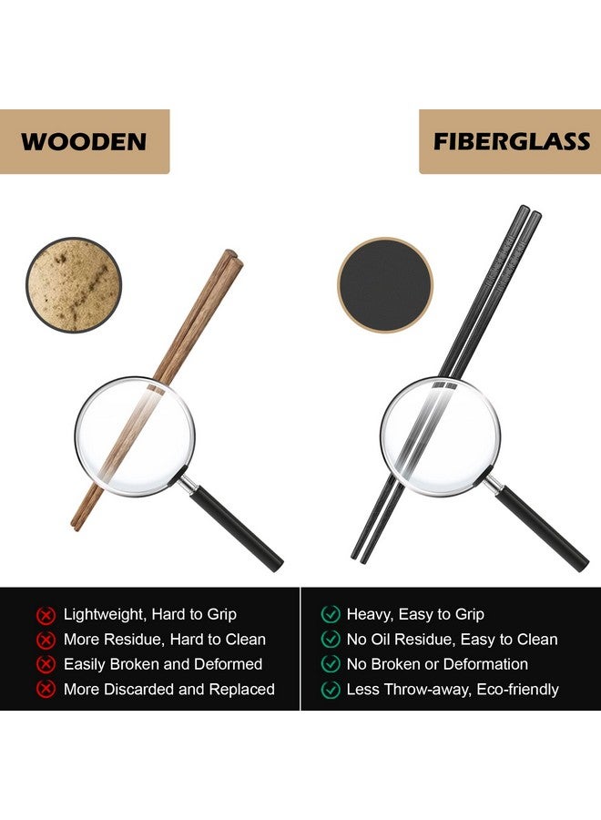 GLAMFIELDS 10 Pairs Fiberglass Chopsticks, Reusable Japanese Chinese Chop Sticks Dishwasher Safe, Non-Slip, 9 1/2 Inches  - Image 2
