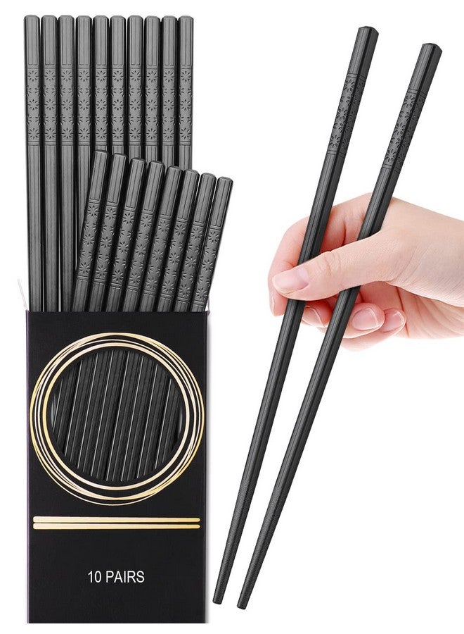 GLAMFIELDS 10 Pairs Fiberglass Chopsticks, Reusable Japanese Chinese Chop Sticks Dishwasher Safe, Non-Slip, 9 1/2 Inches  - Image 1