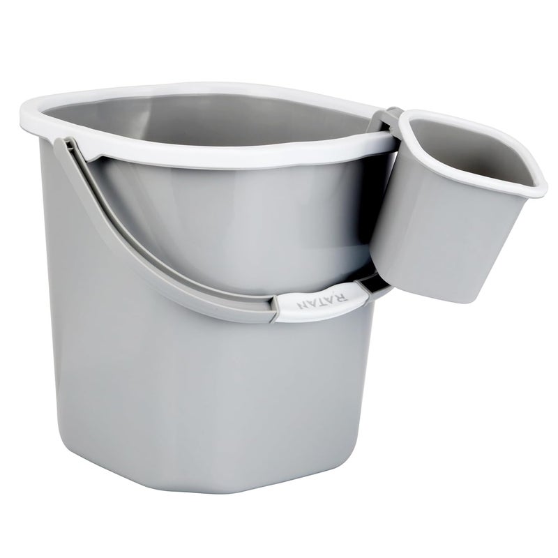 RATAN PLASTICWARE مجموعة حمام راتان بلاستيك بريميا دلو 5 لتر × 1 دلو 25 لتر × 1 كوب 15 لتر × 1 مقعد صغير × 1 رمادي دياسو سهل الحمل مثالي للاستخدام في الحمامات والمطابخ والمناطق الرطبة - Image 5