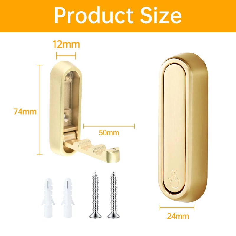 CJFNDFA 4PCS Folding Coat Hooks, Gold Wall Mounted Flip Down Heavy Duty Robe Hooks for Towels, Hats, Coats - Space Saving Design for Entryway, Bathroom, Bedroom - Image 2