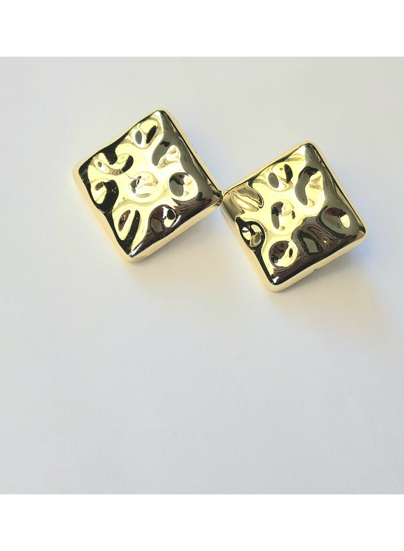1pair Simple & Luxurious Gold-Tone Curved Earrings - Image 1