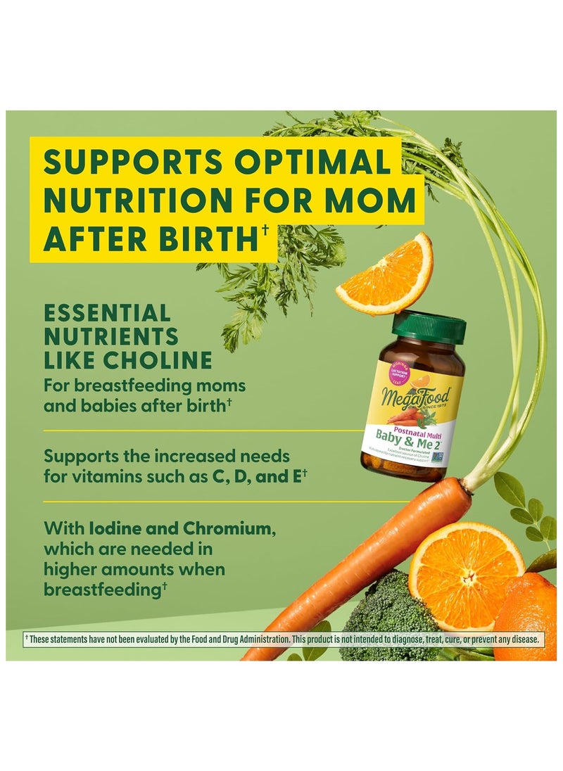 MegaFood MegaFood Baby & Me 2 Postnatal Multi -Docter Formulated Excellent source of Choline Nultivitamin for nutrient recovery support 60 Tabletss (30 Servings)  - Image 5
