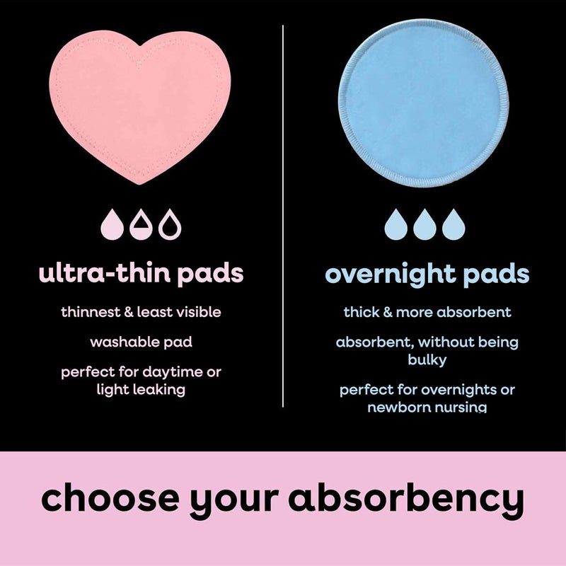 Bamboobies Ultra-Soft Velour Nursing Pads - Reusable, Washable & Leak-Proof - 2 Ultra-Thin and 2 Overnight Pads for Breastfeeding - Image 3