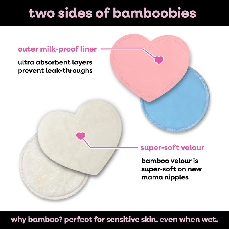 Bamboobies Ultra-Soft Velour Nursing Pads - Reusable, Washable & Leak-Proof - 2 Ultra-Thin and 2 Overnight Pads for Breastfeeding - Image 4