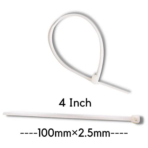 OVG Nylon Self Locking Cable Ties, White (100 mm × 2.5 mm, 4 Inch, Pack of 1000 Pcs) Heavy Duty Strong Zip Ties Teeth Grip Fastener Organizer Tie (1000, 4 inch 100mm × 2.5mm) - Image 2