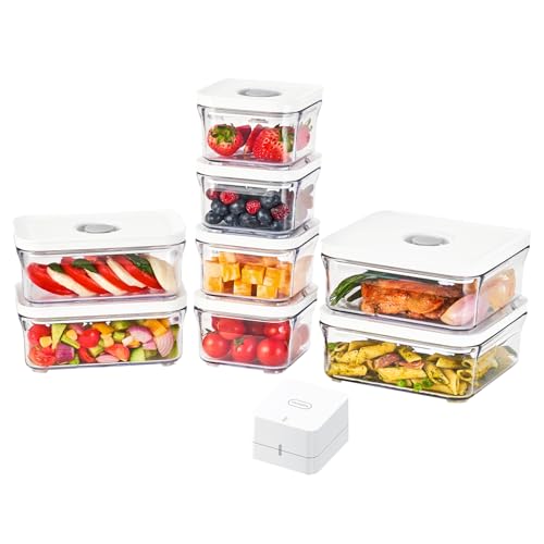 VAKUEN Premium Airtight Food Storage Containers Mini 9PSET include Vacuum Sealer Smart OneClick Seal Lid No Hinges 100 Leak Proof BPAFREE Dishwasher Freezer  Microwave Safe