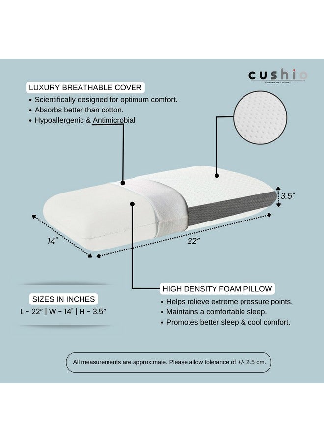 CUSHIO وسادة Cushio™ من إسفنج الذاكرة - 22 بوصة × 14 بوصة × 3.5 بوصة (عبوة من 4 قطع) - وسادة سرير تقويمية لتخفيف آلام الرقبة والكتف - استيقظ منتعشًا - غطاء وسادة مجاني (أبيض)  - Image 3