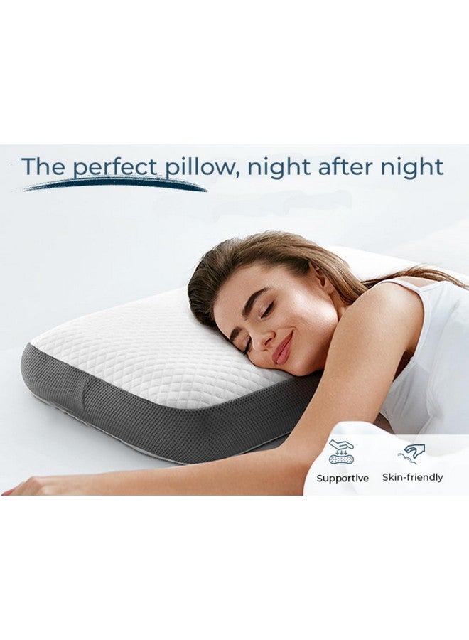 CUSHIO وسادة Cushio™ من إسفنج الذاكرة - 22 بوصة × 14 بوصة × 3.5 بوصة (عبوة من 4 قطع) - وسادة سرير تقويمية لتخفيف آلام الرقبة والكتف - استيقظ منتعشًا - غطاء وسادة مجاني (أبيض)  - Image 5