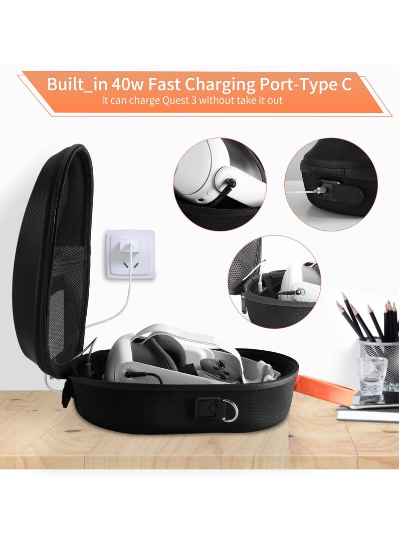 Generic - HiBloks Carrying Case with Magnetic Charging Port for Meta Quest 3 Accessories, Hard Travel Case for Oculus Quest 3 All-in-One VR Headset and Controllers, Quest 3 Backpack Portable Storage Bag - Image 1