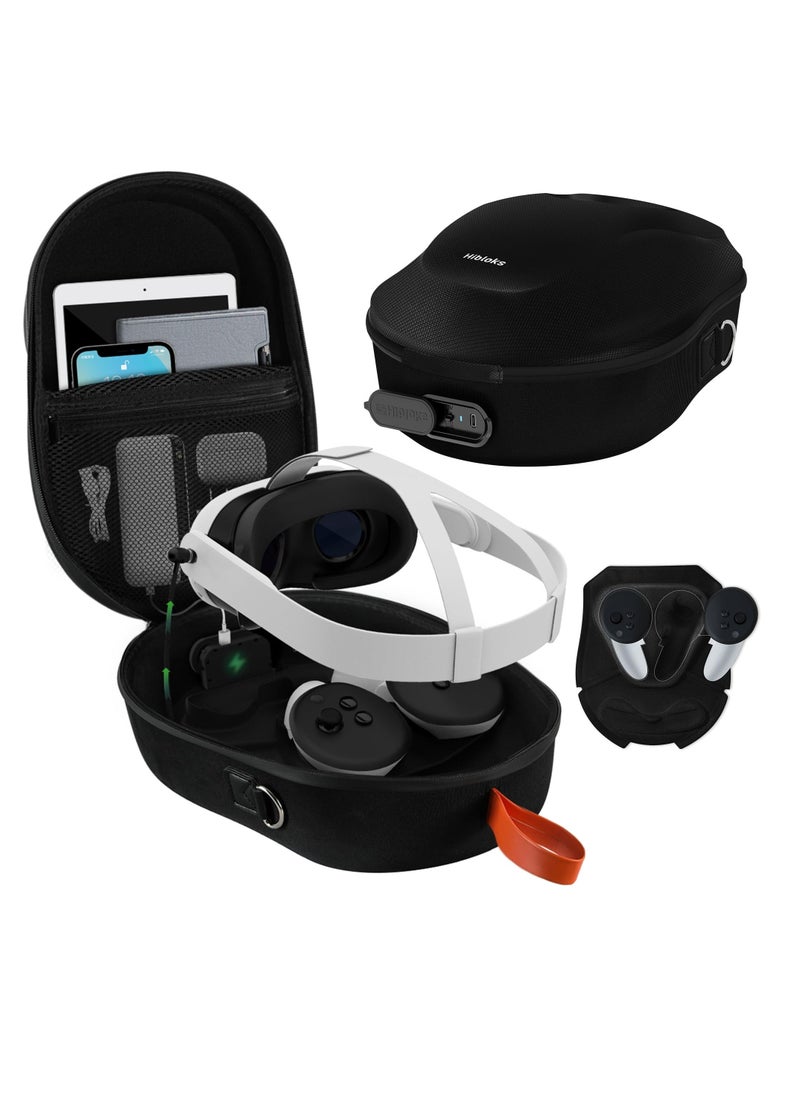 Generic - HiBloks Carrying Case with Magnetic Charging Port for Meta Quest 3 Accessories, Hard Travel Case for Oculus Quest 3 All-in-One VR Headset and Controllers, Quest 3 Backpack Portable Storage Bag - Image 1