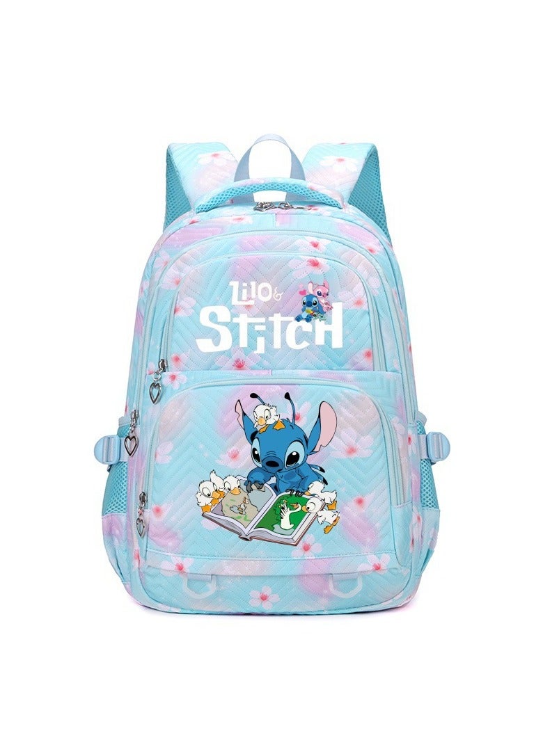 Stitch cartoon print embossed large capacity schoolbag for primary and secondary school students cute backpack light and fashionable backpack 31*43*16CM