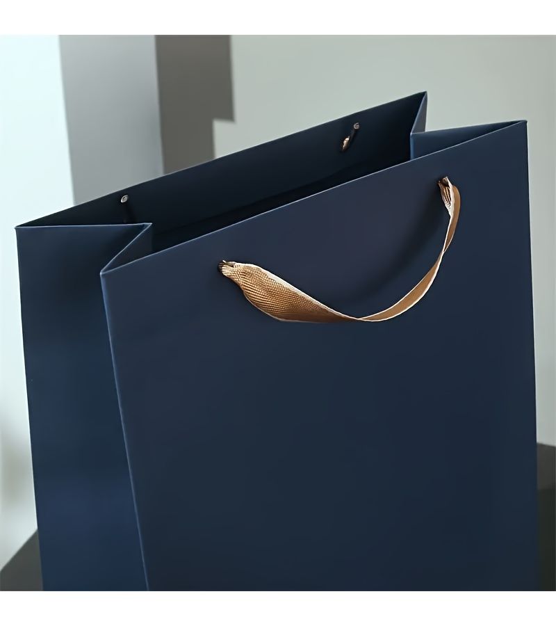 Royal Blue Paper Gift Bags with Metal Handles 5pcs for Shopping Party Favors - Image 3