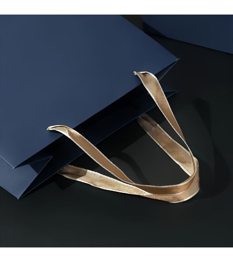 Royal Blue Paper Gift Bags with Metal Handles 5pcs for Shopping Party Favors - Image 4