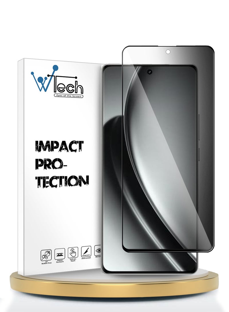 Wtech Premium E2E Privacy Full Glue Full Cover Tempered Glass Screen Protector For Realme GT 6 5G 2024 Clear/Black - Image 1
