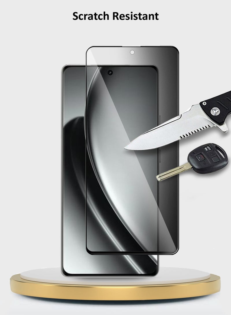 Wtech Premium E2E Privacy Full Glue Full Cover Tempered Glass Screen Protector For Realme GT 6 5G 2024 Clear/Black - Image 3