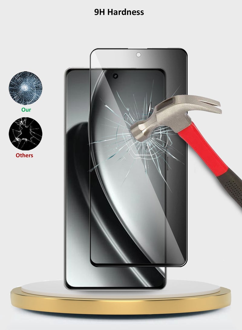 Wtech Premium E2E Privacy Full Glue Full Cover Tempered Glass Screen Protector For Realme GT 6 5G 2024 Clear/Black - Image 4