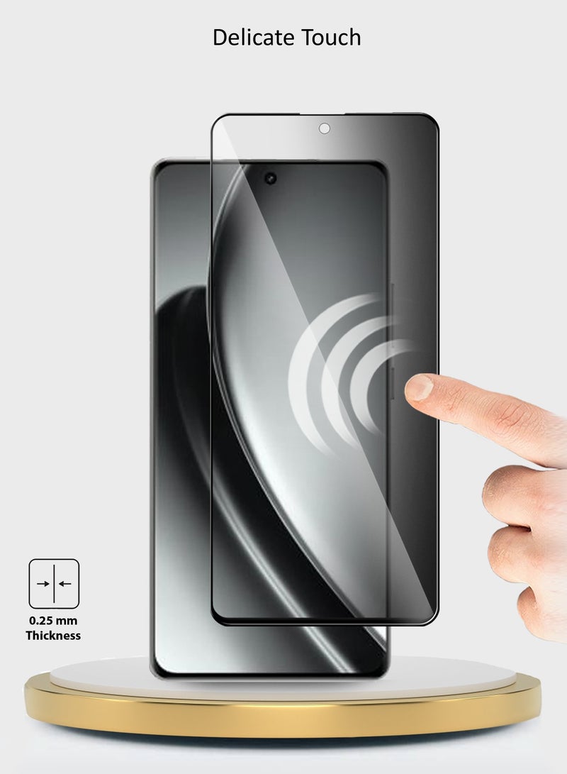 Wtech Premium E2E Privacy Full Glue Full Cover Tempered Glass Screen Protector For Realme GT 6 5G 2024 Clear/Black - Image 5
