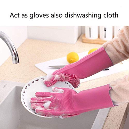 HomeFast Magic Silicone Dishwashing Gloves Cleaning Scrubbing-Dish Wash Silicone Gloves Great for Washing Dish,Kitchen,Car,Bathroom and More... (Pink) - Image 5