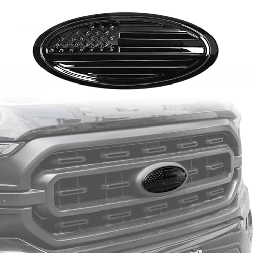 BESTAOO 95 Inch Front Grille Rear Tailgate Emblem Compatible with 20152024 Ford F150Overlay American Flag Decals Exterior Accessories Black - Image 1