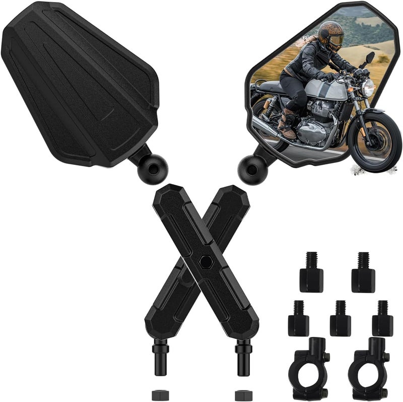 0TO6 Motorcycle Handlebar Mirror – Universal ABS Anti-Vibration Rearview Mirrors for Motorcycles & Bikes (Fits 7/8" / RAM-B Handlebar Mount), Adjustable Two-Section Mirrors - Image 1