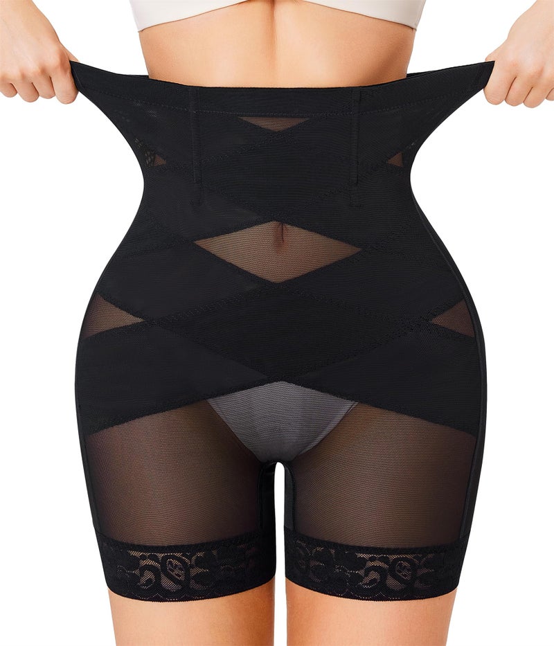 Nebility Shapewear Tummy Control Body Shaper High Waisted Butt Lifting Panties Shapewear Shorts Thigh Slimmer Black - Image 1