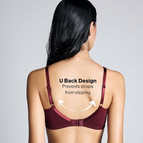 NYKD Encircled with Love Everyday Cotton Bra for Women Non Padded, Wirefree, Full Coverage - Side Support Shaper - Bra, NYB169, WINDSOR WINE, 40D, 1N - Image 5