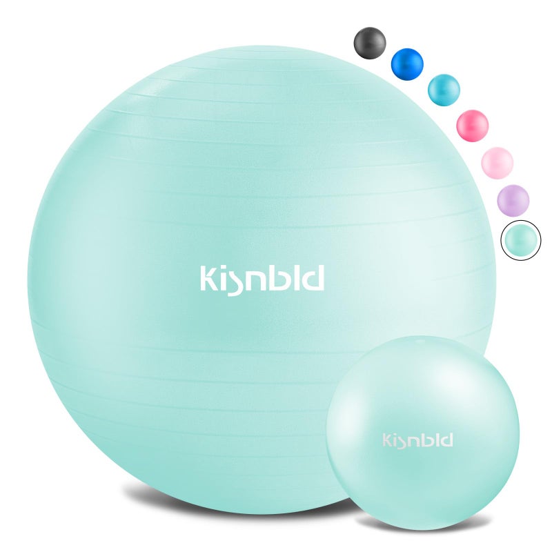 kisnbld Exercise Ball, Extra Thick Yoga Ball for Workout Pregnancy Stability, 4 Sizes Anti-Burst Balance Ball with Foot Pump - Heavy Duty Fitness Ball Chair for Office, Home & Gym - Image 1