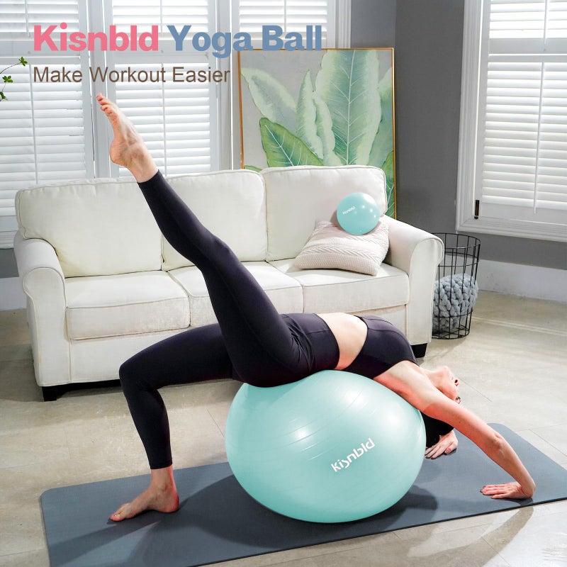 kisnbld Exercise Ball, Extra Thick Yoga Ball for Workout Pregnancy Stability, 4 Sizes Anti-Burst Balance Ball with Foot Pump - Heavy Duty Fitness Ball Chair for Office, Home & Gym - Image 2