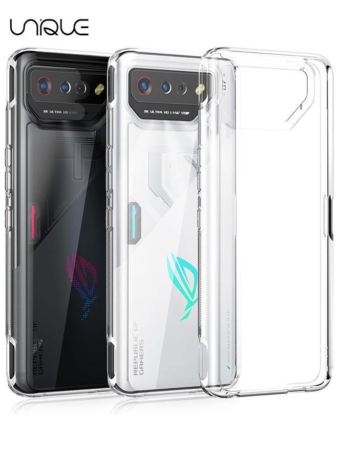 Unique Transparent Hybrid Case for ASUS ROG Phone 7/7 Pro, Clear Hard Back + Soft TPU Bumper, Shockproof Phone Cover - Transparent - Image 1