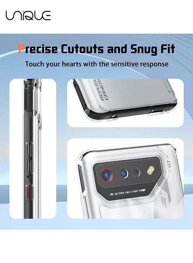 Unique Transparent Hybrid Case for ASUS ROG Phone 7/7 Pro, Clear Hard Back + Soft TPU Bumper, Shockproof Phone Cover - Transparent - Image 2