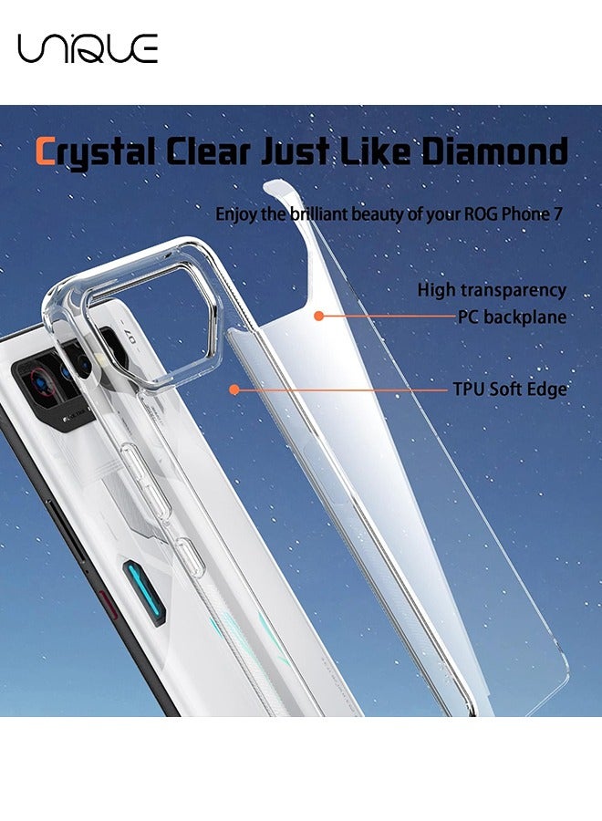 Unique Transparent Hybrid Case for ASUS ROG Phone 7/7 Pro, Clear Hard Back + Soft TPU Bumper, Shockproof Phone Cover - Transparent - Image 4