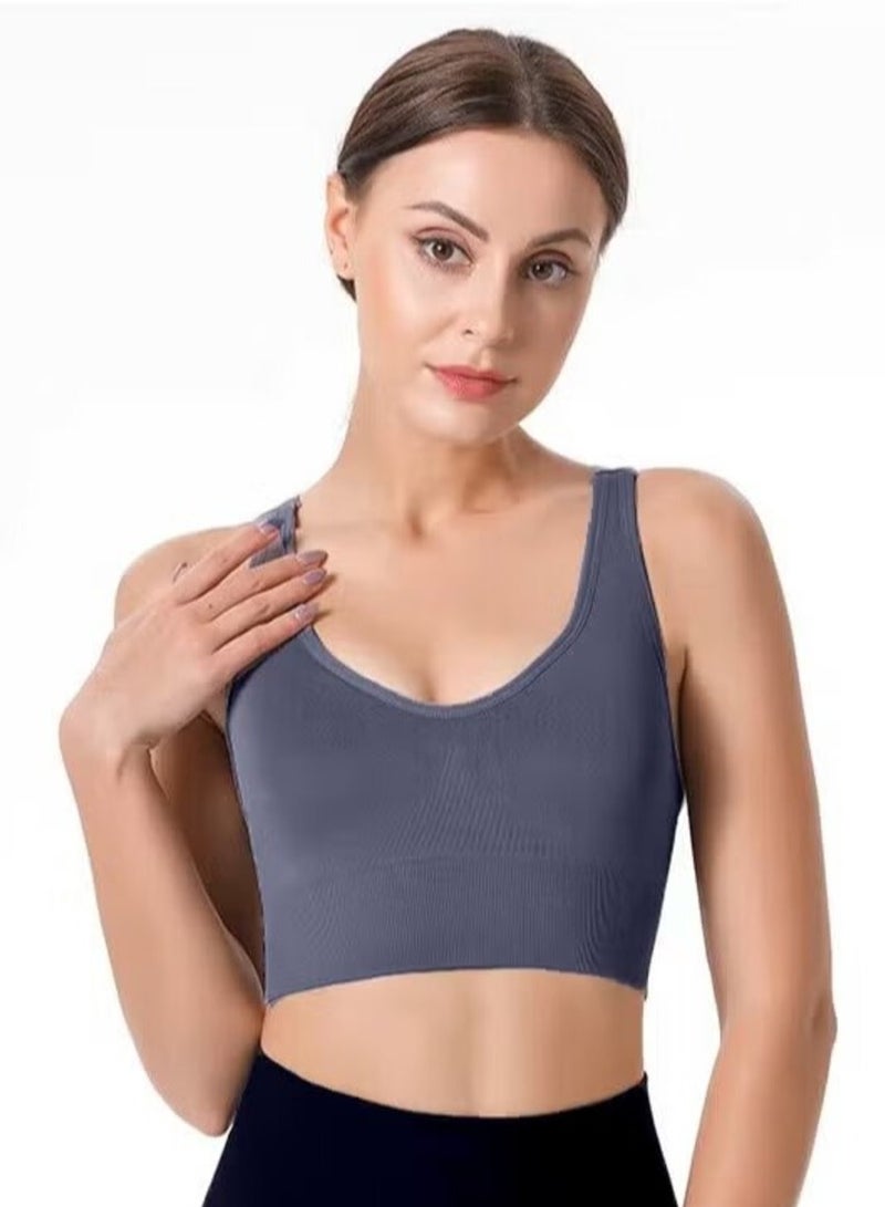 Sports Bra in Blouse Style - Light Gray 
