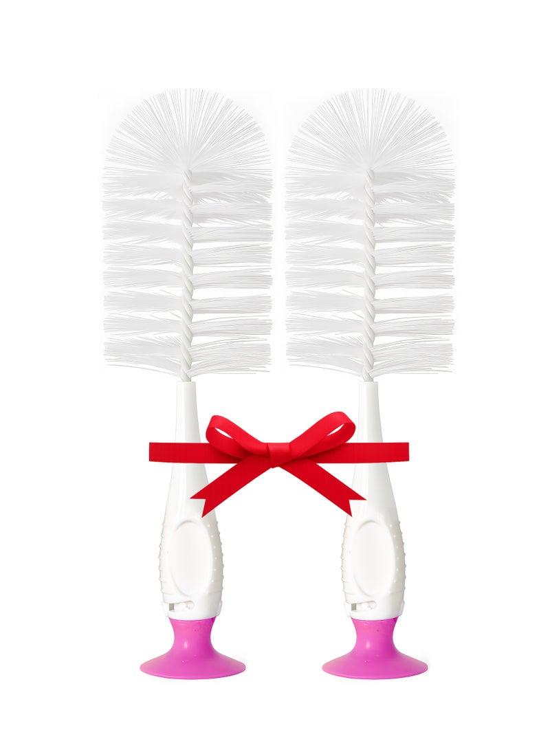 BABE - Baby Bottle and Nipple Cleaning Brush with Suction Base, 2 in 1, PACK OF TWO - Image 1